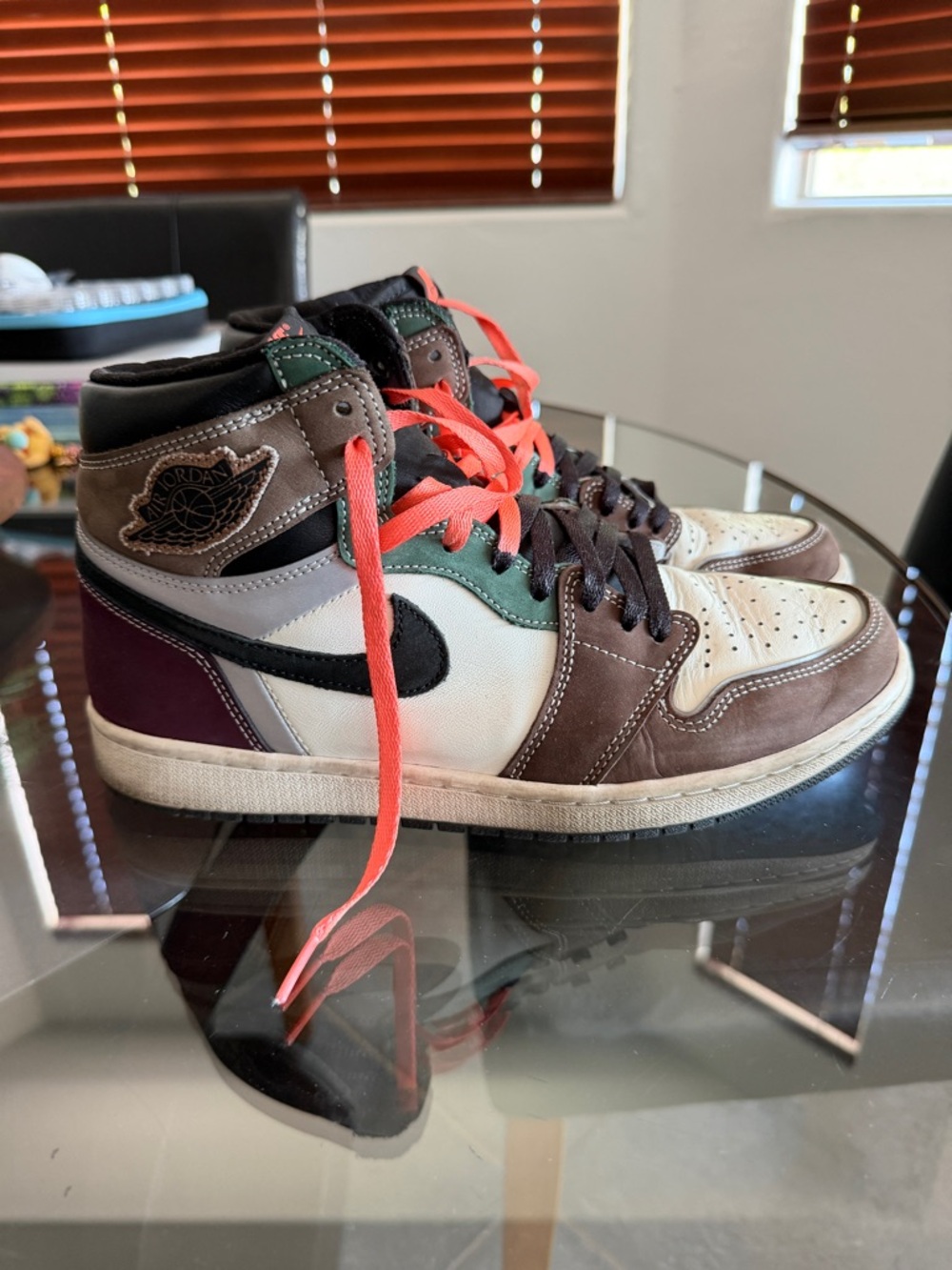 Jordan Air High-Top Sneakers - Brown, White, Black, Green, Burgundy